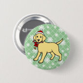 Christmas Yellow Labrador Puppy Cartoon Button (Vorne & Hinten)