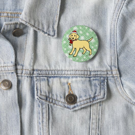 Christmas Yellow Labrador Puppy Cartoon Button (Beispiel)