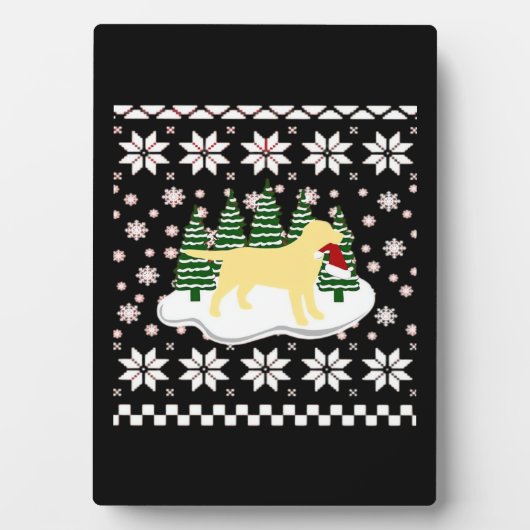 Christmas Yellow Labrador Silhouette Santa Hat Cla Fotoplatte (Vorderseite)