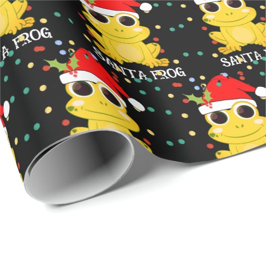 Christmas Yellow SANTA FROG Geschenkpapier (Rolleneckpunkt)