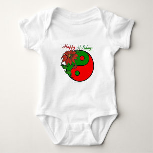 Christmas Yin Yang Poinsettia Baby Strampler