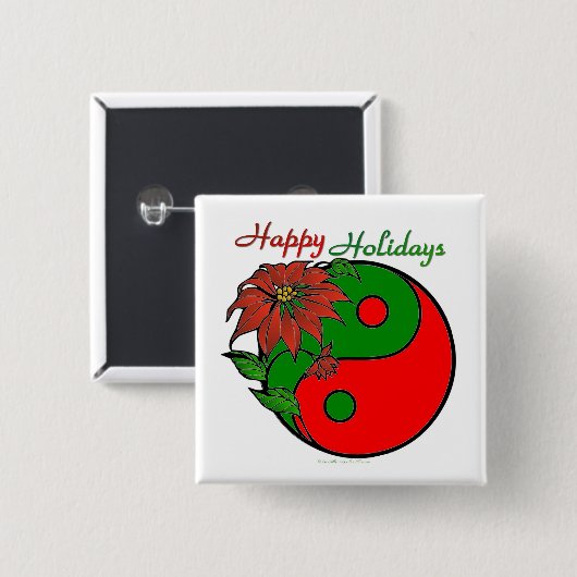 Christmas Yin Yang Poinsettia Button (Vorne & Hinten)