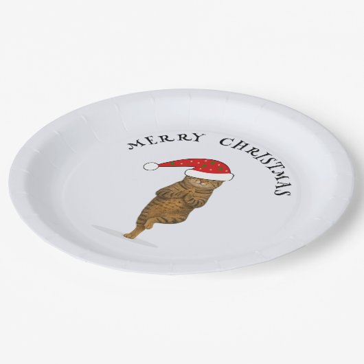 Christmas yoga cat your text pappteller (Schrägansicht)