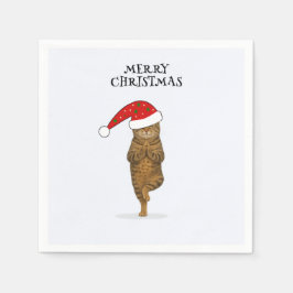 Christmas yoga cat your text serviette