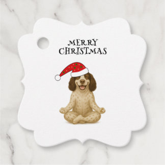 Christmas yoga dog your text favor tags geschenkanhänger