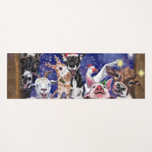 Christmas Yoga Mat Funny Farm Animal Party Yogamatte