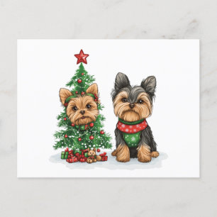 Christmas Yorkie Dogs Feiertagspostkarte