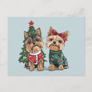 Christmas Yorkie Dogs Postkarte