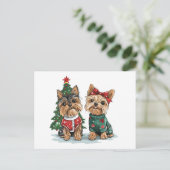 Christmas Yorkie Dogs Postkarte (Stehend Vorderseite)