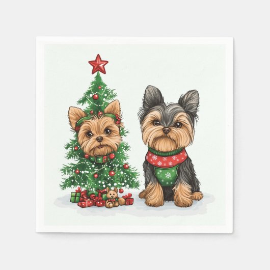 Christmas Yorkie Dogs Serviette (Vorderseite)