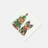 Christmas Yorkie Dogs Serviette (Ecke)