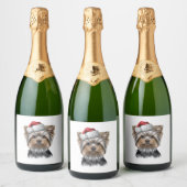 Christmas Yorkie Schaumweinetikett (Flaschen)