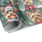 Christmas Yorkie Wrapping Paper Geschenkpapier (Rolleneckpunkt)