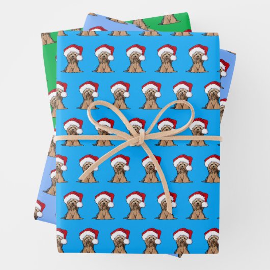 Christmas Yorkie Wrapping Paper Set 3 Blätter (Beispiel)