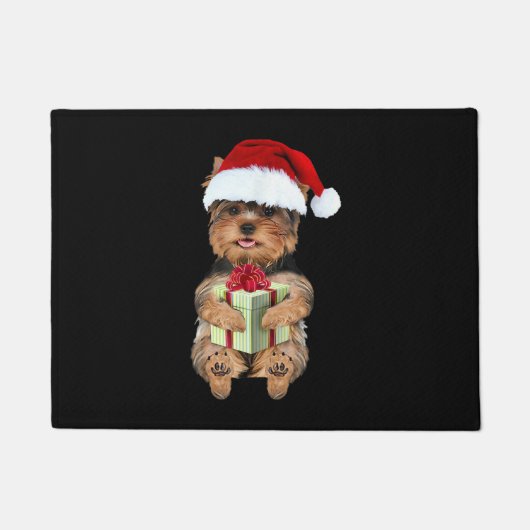 Christmas Yorkie - Yorkshire Terrier Funny Dog Fußmatte (Vorderseite)
