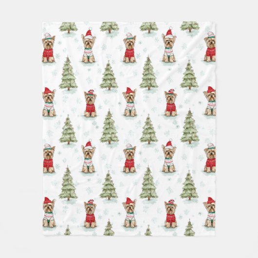 Christmas Yorkies Dog Fleecedecke (Vorderseite)