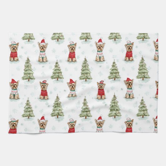 Christmas Yorkies Dog Geschirrtuch (Horizontal)