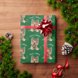 Christmas Yorkshire Terrier auf Green Geschenkpapier