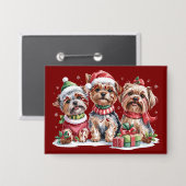 Christmas Yorkshire Terrier Dog Lovers Button (Vorderseite/Rückseite)