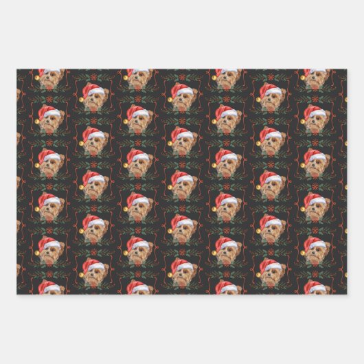 Christmas Yorkshire Terrier Dog Pattern Geschenkpapier Set (Vorderseite 3)