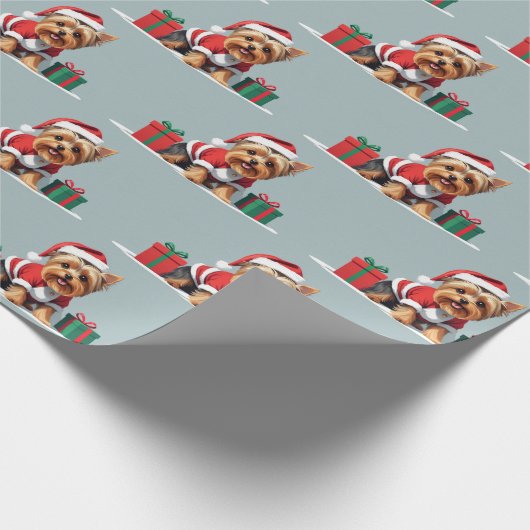 Christmas Yorkshire Terrier Dog verkleidet als San Geschenkpapier (Ecke)
