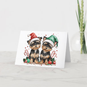 Christmas Yorkshire Terrier Dogs Feiertagskarte