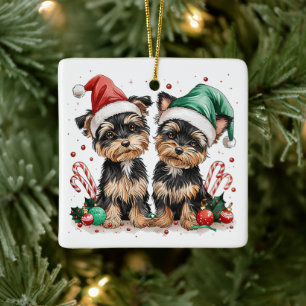 Christmas Yorkshire Terrier Dogs Keramikornament