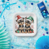 Christmas Yorkshire Terrier Dogs Pappteller (Party)