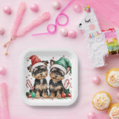 Christmas Yorkshire Terrier Dogs Pappteller (Party)
