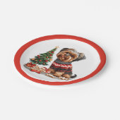 Christmas Yorkshire Terrier Dogs Pappteller (Schrägansicht)