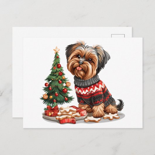 Christmas Yorkshire Terrier Dogs Postkarte (Vorne/Hinten)
