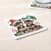 Christmas Yorkshire Terrier Dogs Rechteckiger Pappuntersetzer (angewinkelt)