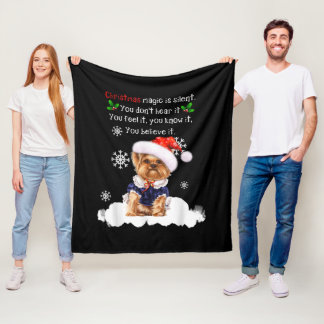Christmas Yorkshire Terrier Funny Yorkie Puppy Fleecedecke
