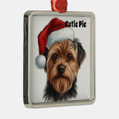 CHRISTMAS YORKSHIRE TERRIER HUND MIT WEIHNACHTSMAN ORNAMENT AUS METALL (Rechts)