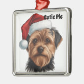 CHRISTMAS YORKSHIRE TERRIER HUND MIT WEIHNACHTSMAN ORNAMENT AUS METALL (Links)