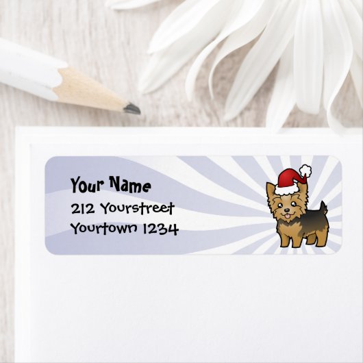 Christmas Yorkshire Terrier (kurze Haare mit Bogen (Insitu)