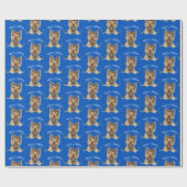 Christmas Yorkshire Terrier On Blue Geschenkpapier (Flach)