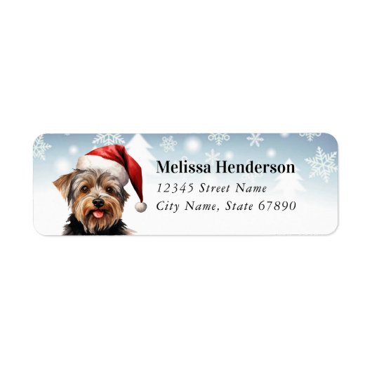 Christmas Yorkshire Terrier Rücksendeadresse (Vorne)
