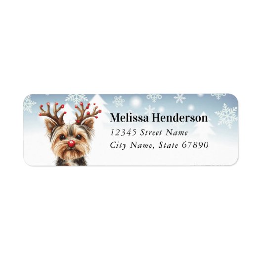 Christmas Yorkshire Terrier Rücksendeadresse (Vorne)