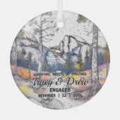 Christmas Yosemite Nationalpark Couple Verlobung Ornament Aus Glas (Vorderseite)