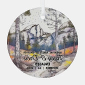 Christmas Yosemite Nationalpark Couple Verlobung Ornament Aus Glas (Rückseite)