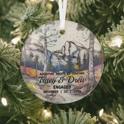 Christmas Yosemite Nationalpark Couple Verlobung Ornament Aus Glas (InSitu)