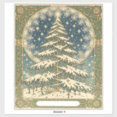 Christmas Yule Tree Snowflakes and Stars Art Nouve Aufkleber (Blatt)