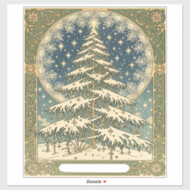 Christmas Yule Tree Snowflakes and Stars Art Nouve Aufkleber