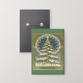 Christmas Yule Tree Snowflakes and Stars Art Nouve Button (Vorderseite/Rückseite)