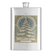 Christmas Yule Tree Snowflakes and Stars Art Nouve Flachmann (Vorderseite)