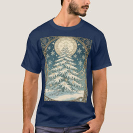 Christmas Yule Tree With Snow And Star-Shaped T-Shirt