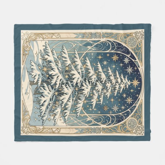 Christmas Yule Tree With Snow Laden Branches Fleecedecke (Vorderseite (Horizontal))
