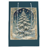 Christmas Yule Tree With Snow Laden Branches Mittlere Geschenktüte (Rückseite)