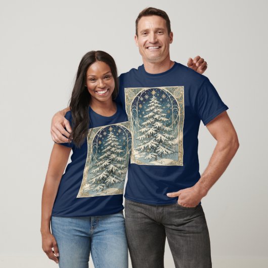 Christmas Yule Tree With Snow Laden Branches T-Shirt (Unisex)